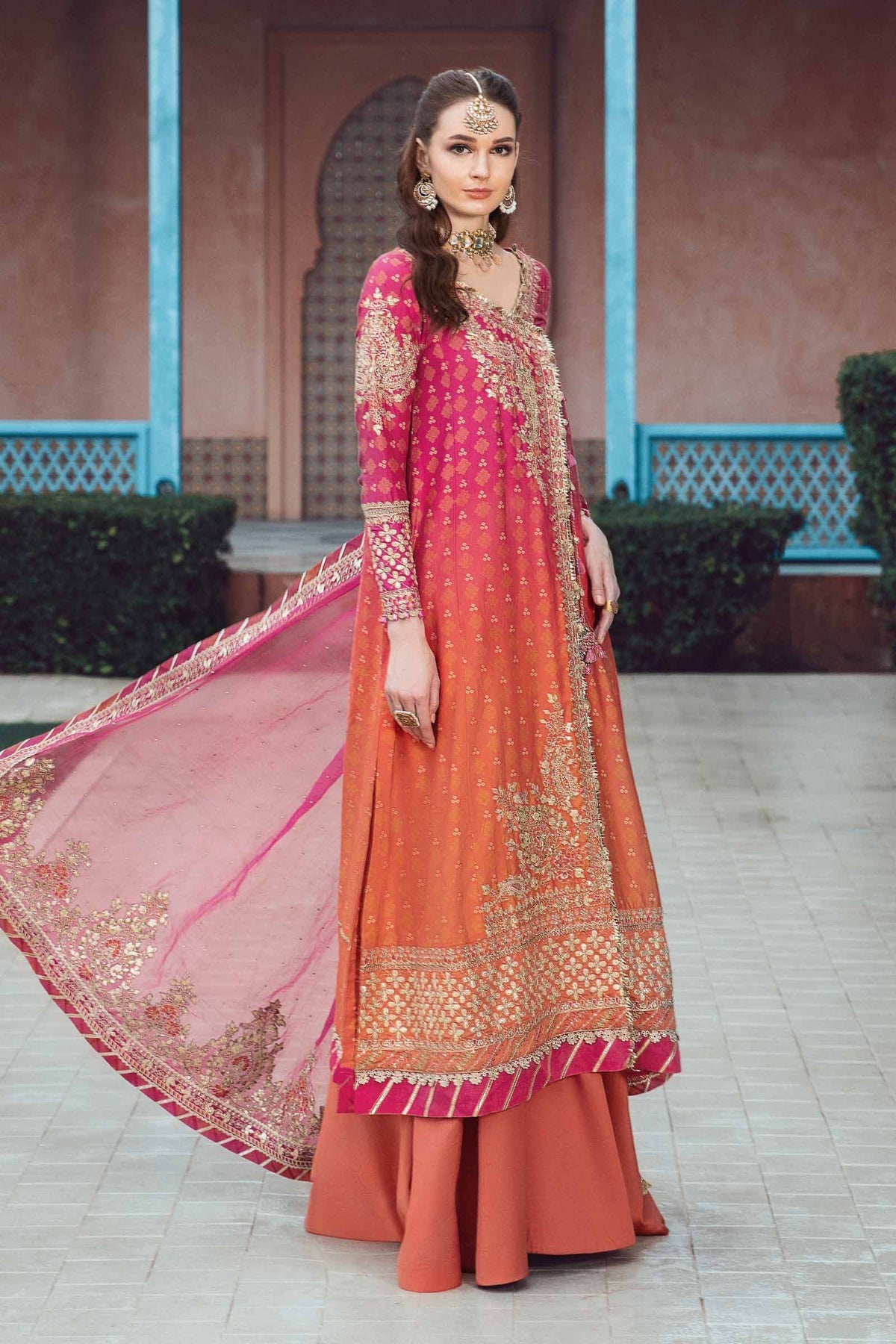 Buy Now, D#9 - Fuschia Pink - Maria. B Sateen 2023 - Wedding and Bridal Party Dresses -  Pakistani Festive wear - Maria. B in UK - Fall Collection'23