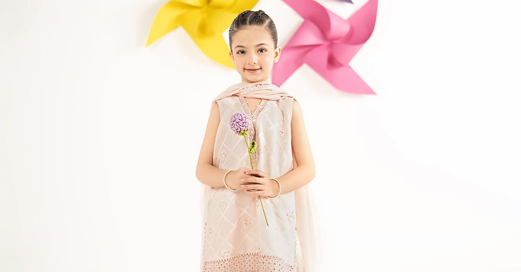 3 Piece Embroidered Dobby Lawn by Maria B Kids Luxury Pret - Shahana Collection UK
