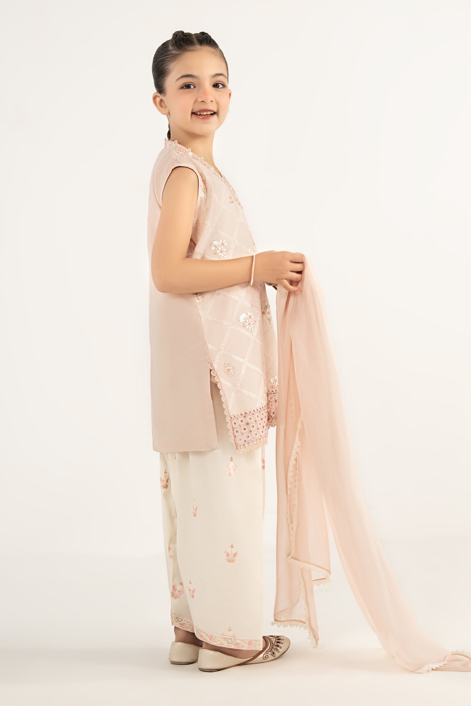 3 Piece Embroidered Dobby Lawn by Maria B Kids Luxury Pret - Shahana Collection UK