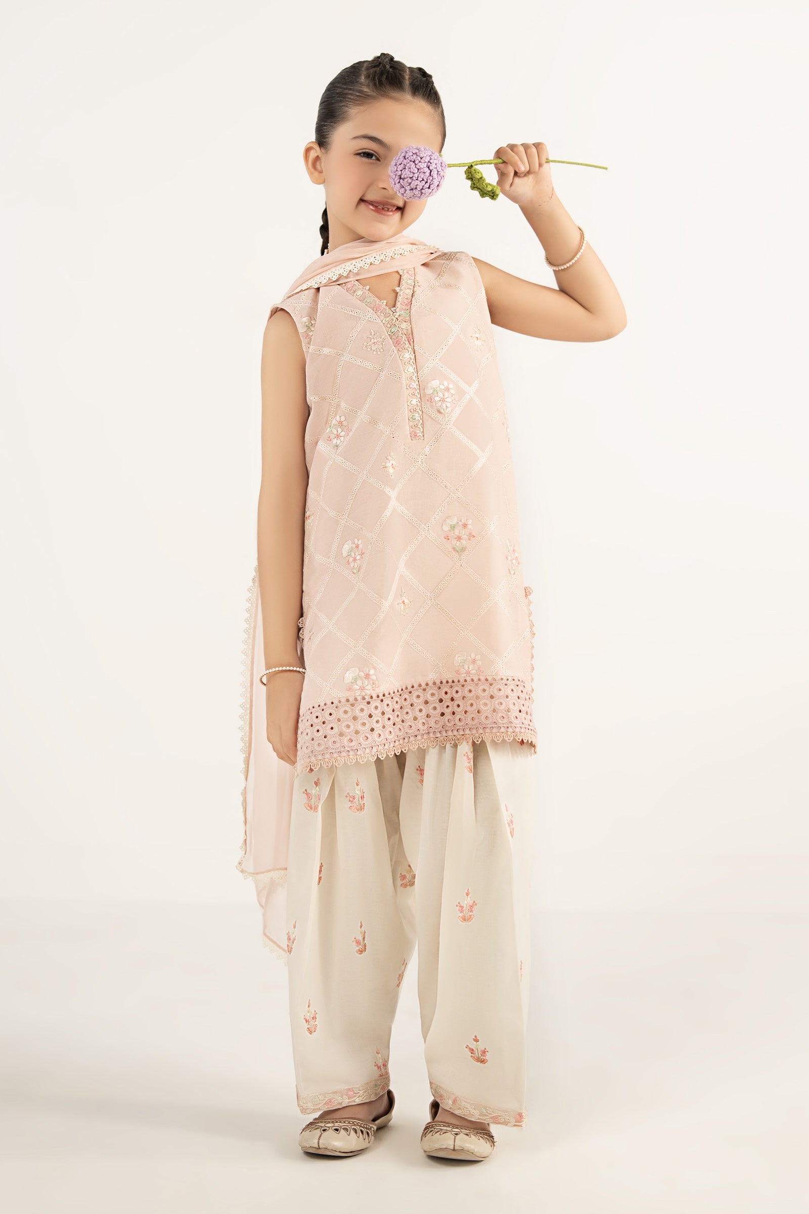 3 Piece Embroidered Dobby Lawn by Maria B Kids Luxury Pret - Shahana Collection UK