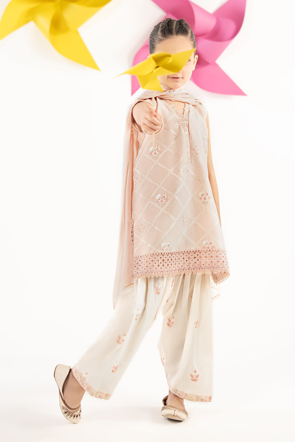 3 Piece Embroidered Dobby Lawn by Maria B Kids Luxury Pret - Shahana Collection UK