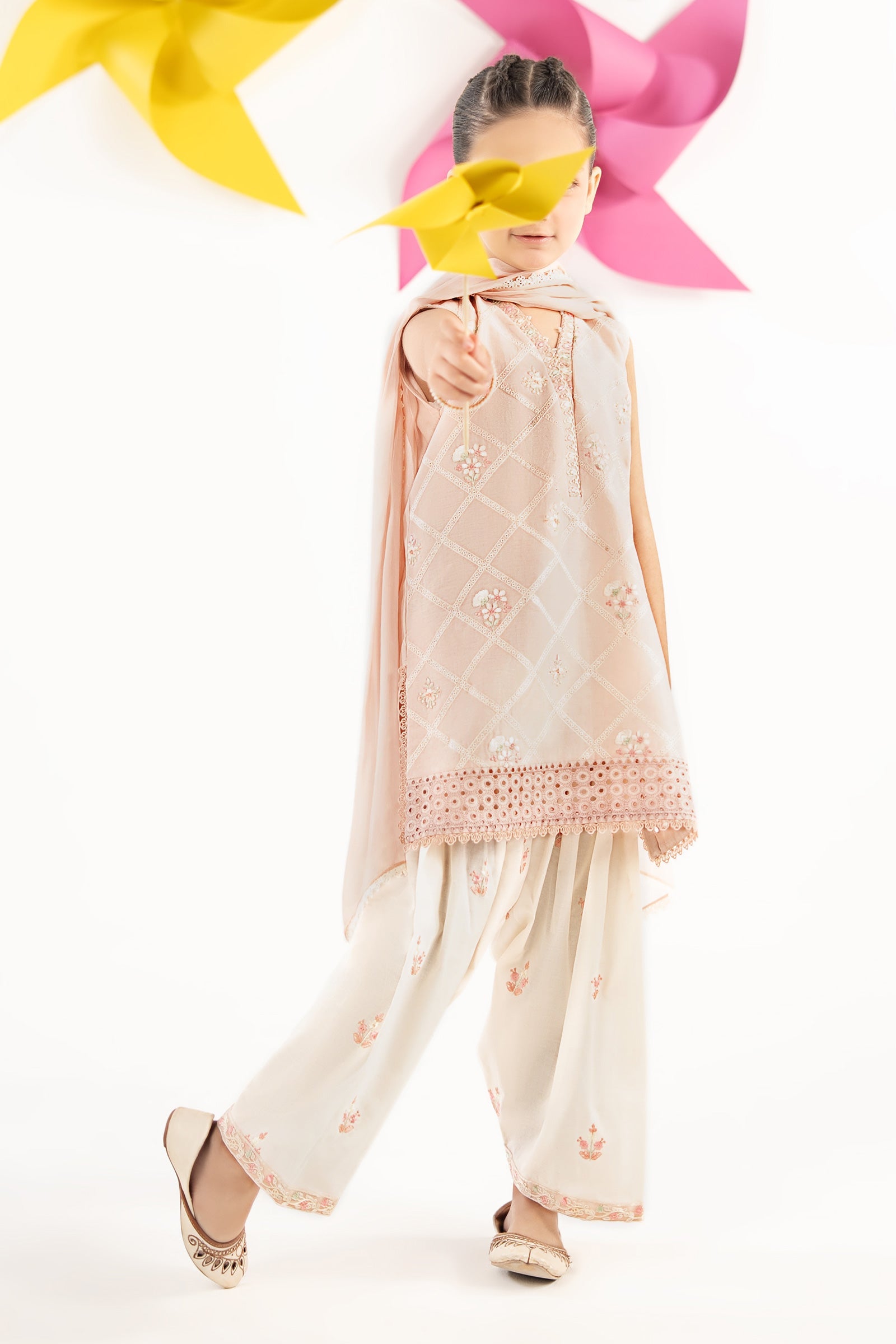 3 Piece Embroidered Dobby Lawn by Maria B Kids Luxury Pret - Shahana Collection UK