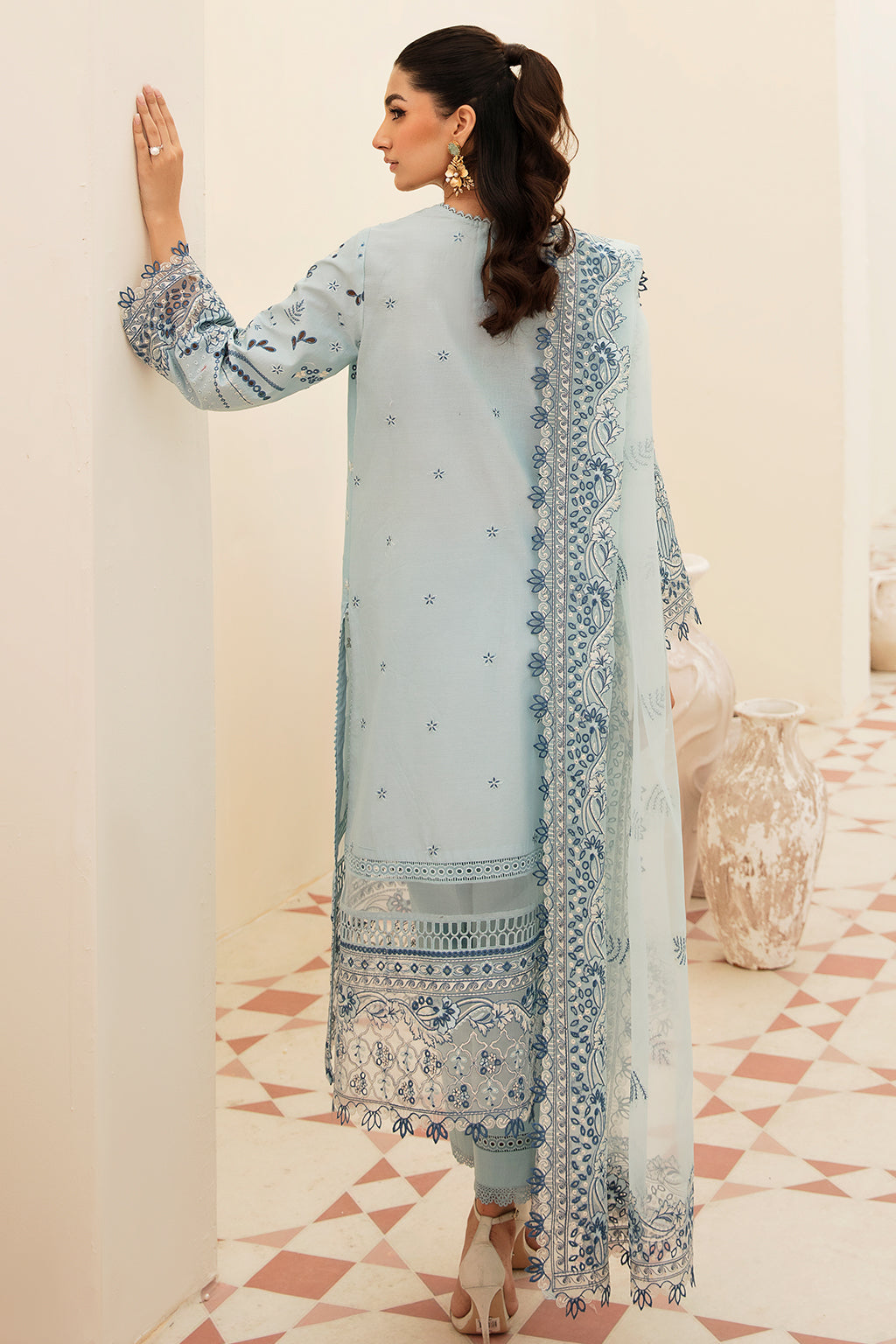Shop Now, POWDER BLUE - Festive Chikankari Collection 2023 - Afrozeh - Shahana Collection UK - Wedding and Bridal Party Dresses - Edi Festive 2023