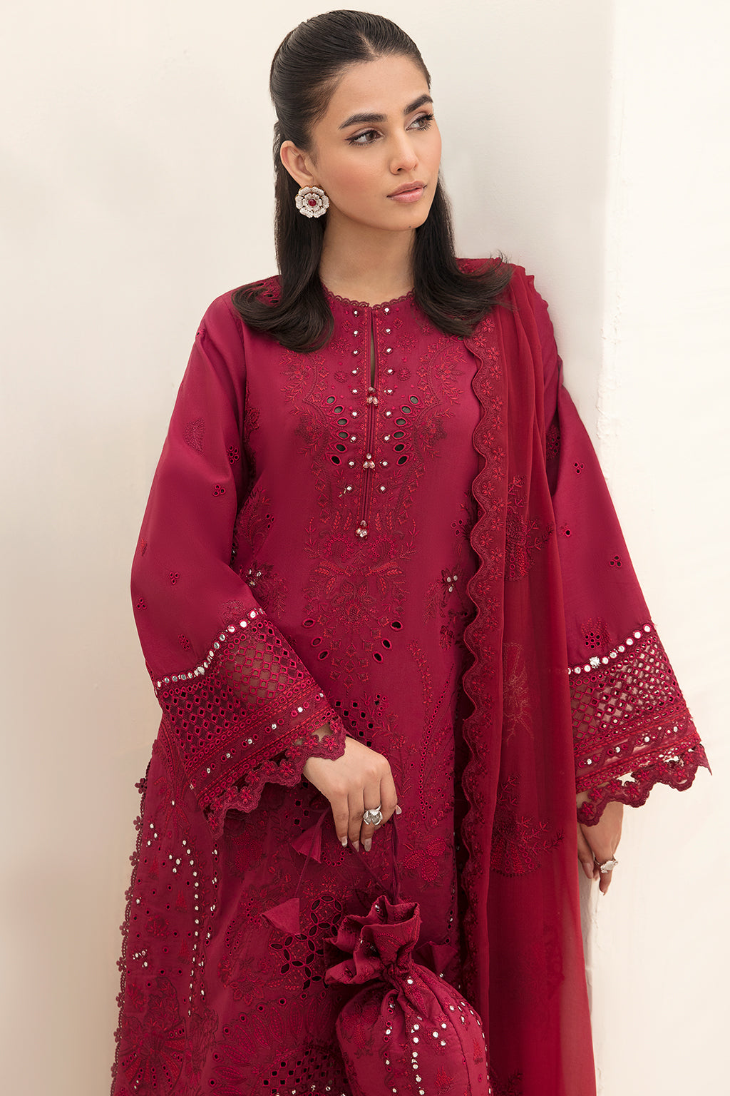 Shop Now, CLARET - Festive Chikankari Collection 2023 - Afrozeh - Shahana Collection UK - Wedding and Bridal Party Dresses - Edi Festive 2023