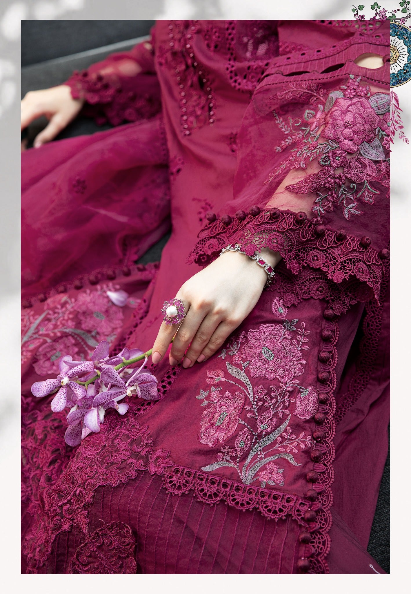 Scenic Scarlet- Maria. B Luxury Lawn Eid 2023 - Pakistani Designer Lawn - Wedding bridal and party dresses - Shahana Collection UK - Maria B in UK 