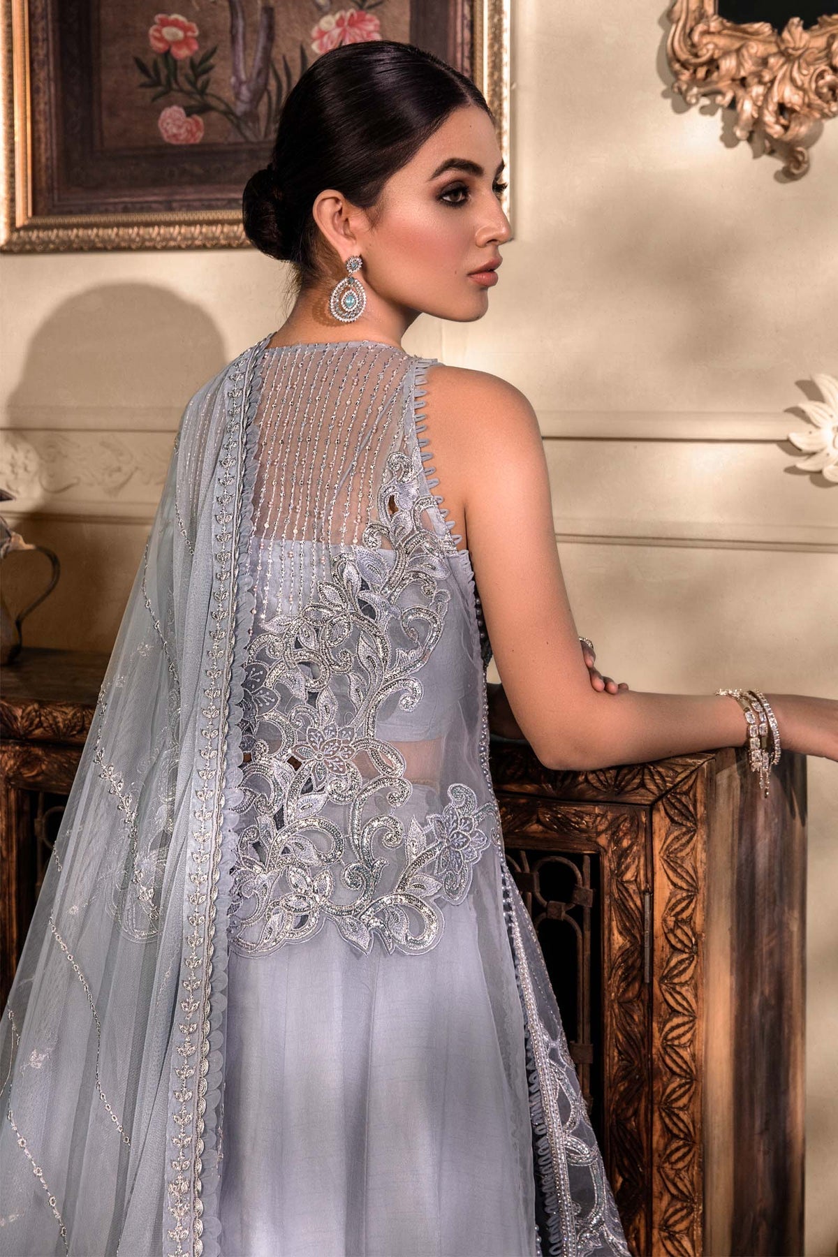Ice Blue BD-2603 - Maria.B - Mbroidered Chiffon Collection 2023 - Shahana Collection UK - Maria.B in UK 