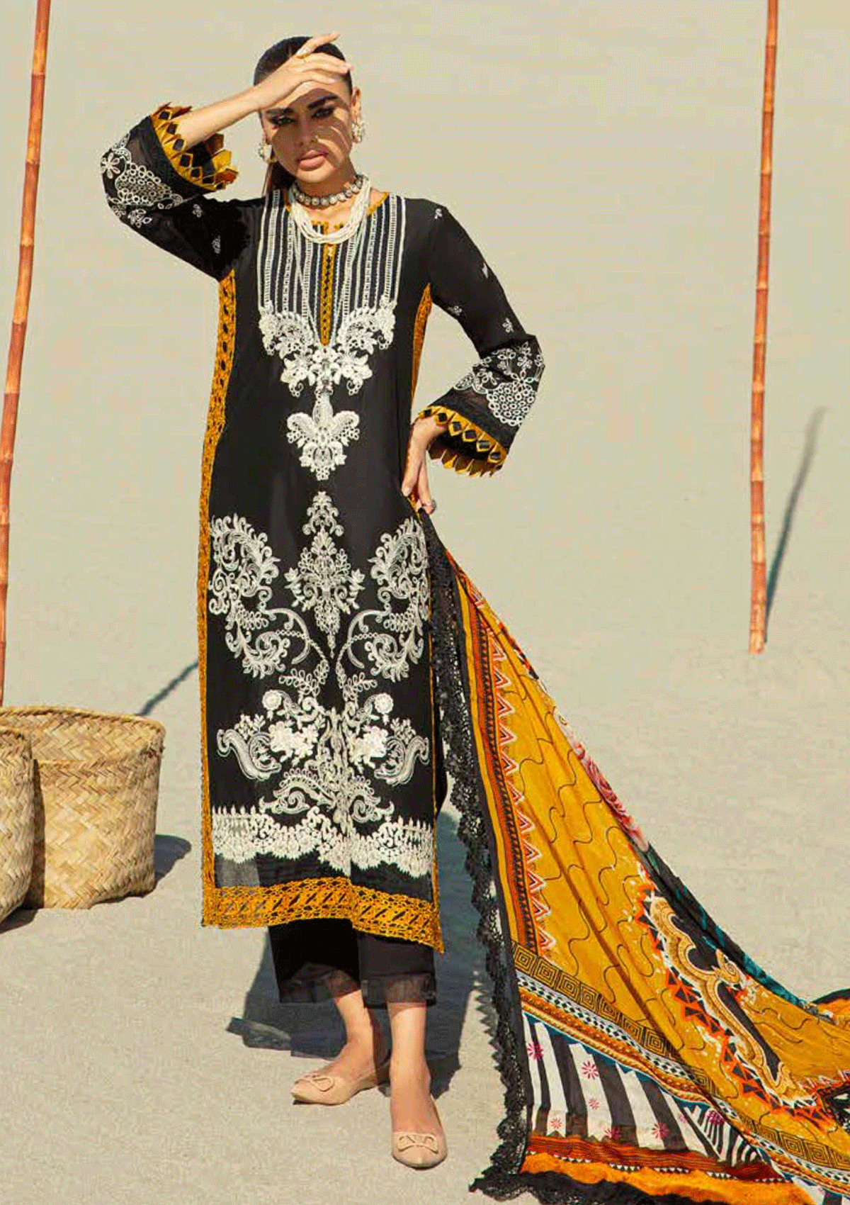 Shop Now, Mustard Affair - Luxury Lawn 2023 - Vol.2 - Maryam Hussain - Shahana Collection UK - Wedding and Bridal Party Dresses 