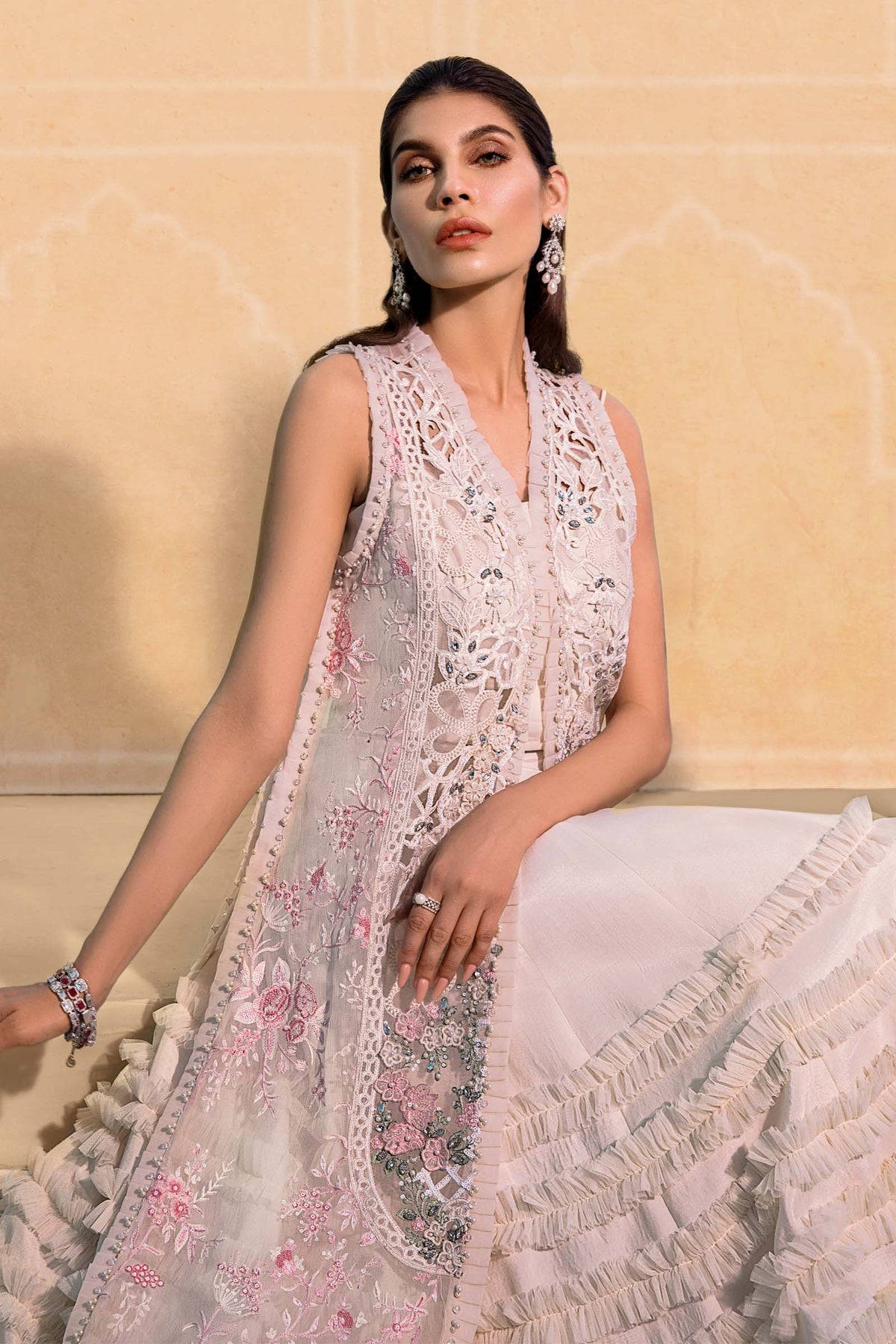 Off White BD-2604 - Maria.B - Mbroidered Chiffon Collection 2023 - Shahana Collection UK - Maria.B in UK 