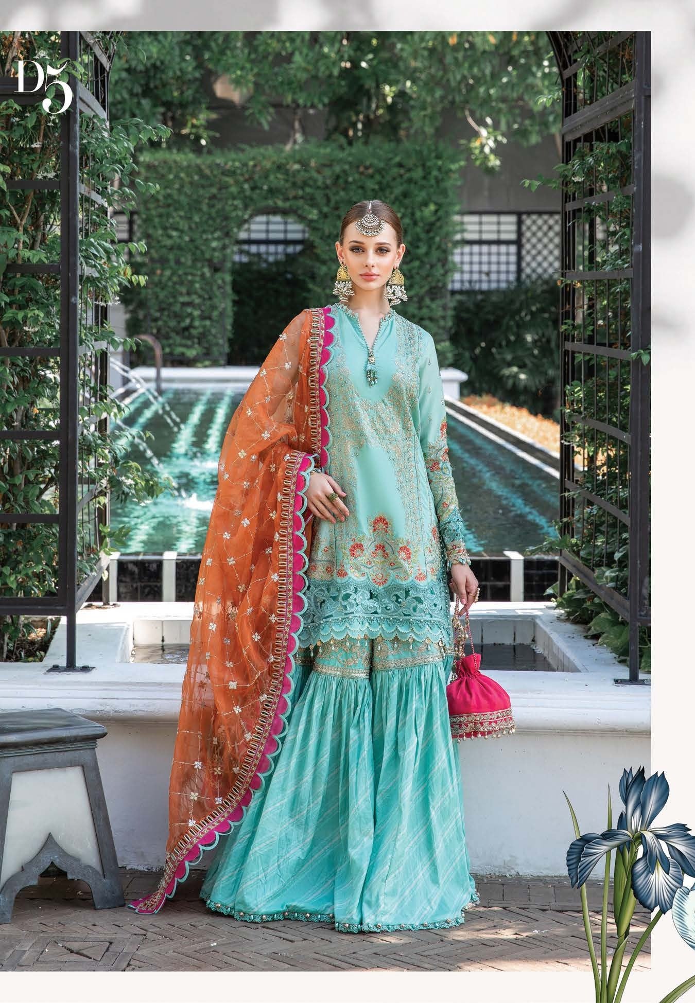 Luxurious Azure - Maria. B Luxury Lawn Eid 2023 - Pakistani Designer Lawn - Wedding bridal and party dresses - Shahana Collection UK - Maria B in UK 
