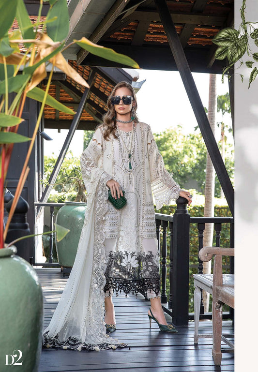 Magnificent Alabaster - Maria. B Luxury Lawn Eid 2023 - Pakistani Designer Lawn - Wedding bridal and party dresses - Shahana Collection UK - Maria B in UK 