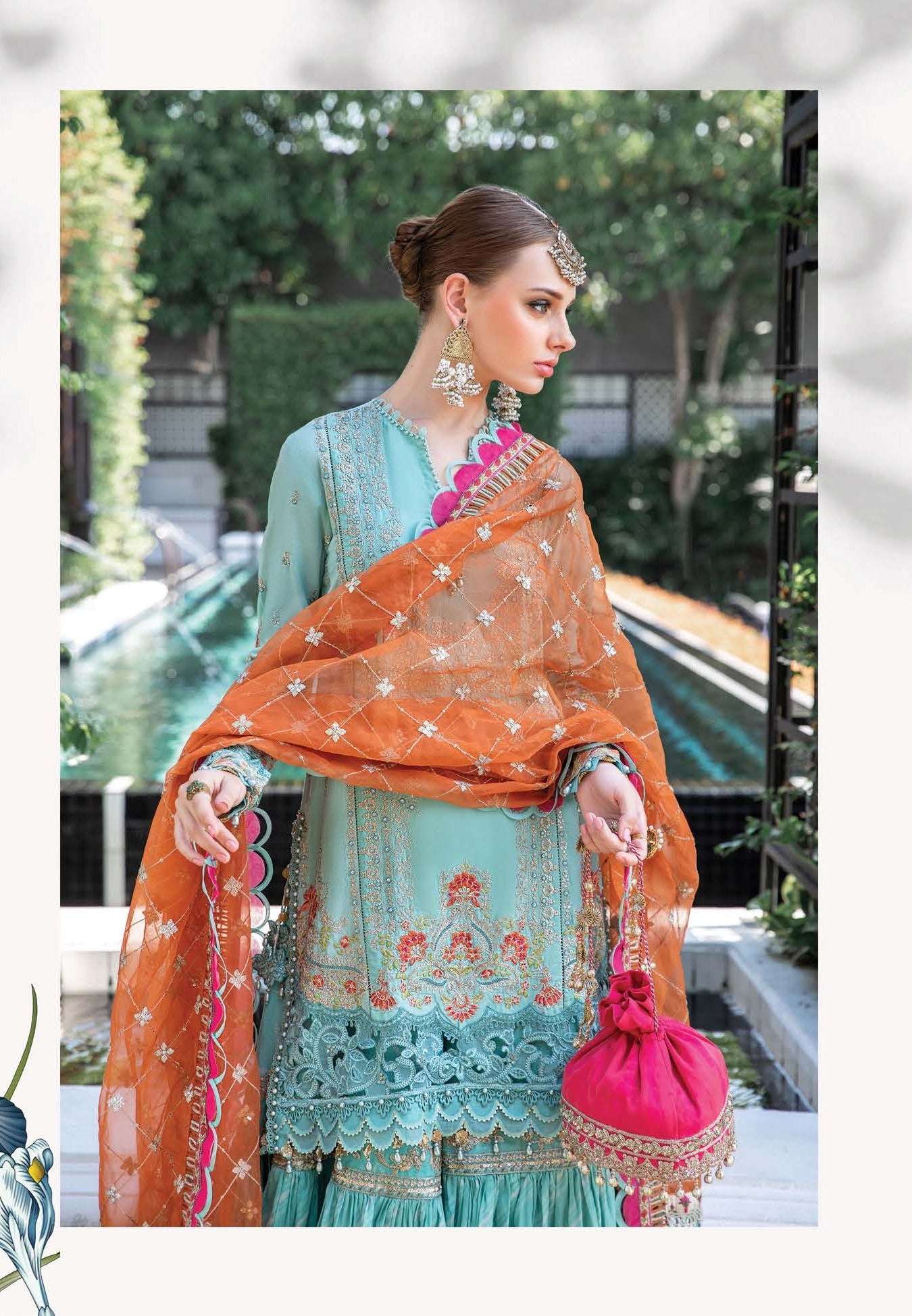 Luxurious Azure - Maria. B Luxury Lawn Eid 2023 - Pakistani Designer Lawn - Wedding bridal and party dresses - Shahana Collection UK - Maria B in UK 