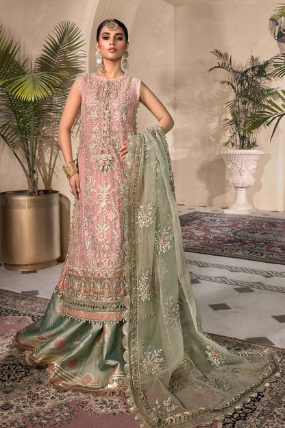 Ice Blue BD-2607 - Maria.B - Mbroidered Chiffon Collection 2023 - Shahana Collection UK - Maria.B in UK 