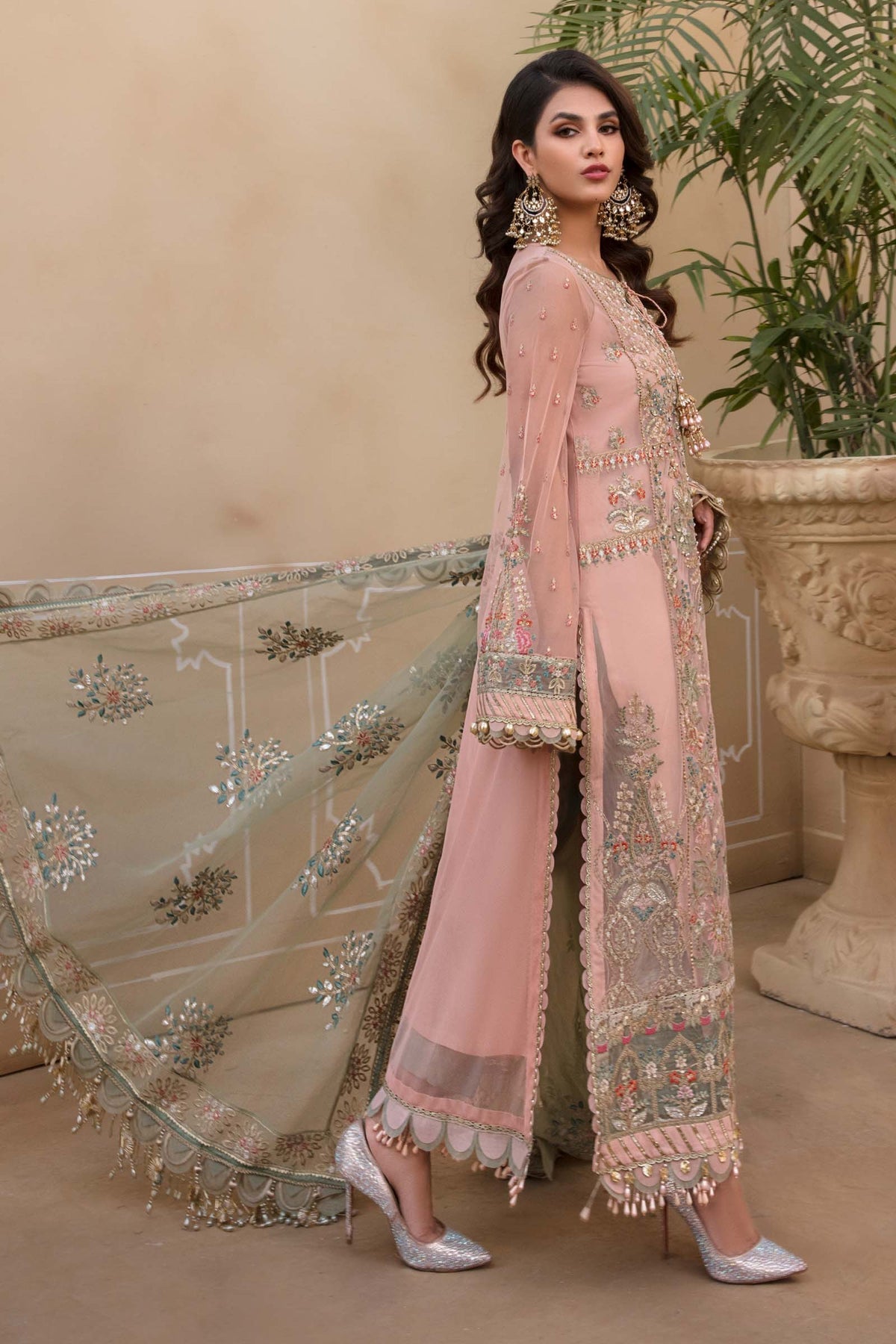  Ice Blue BD-2607 - Maria.B - Mbroidered Chiffon Collection 2023 - Shahana Collection UK - Maria.B in UK 