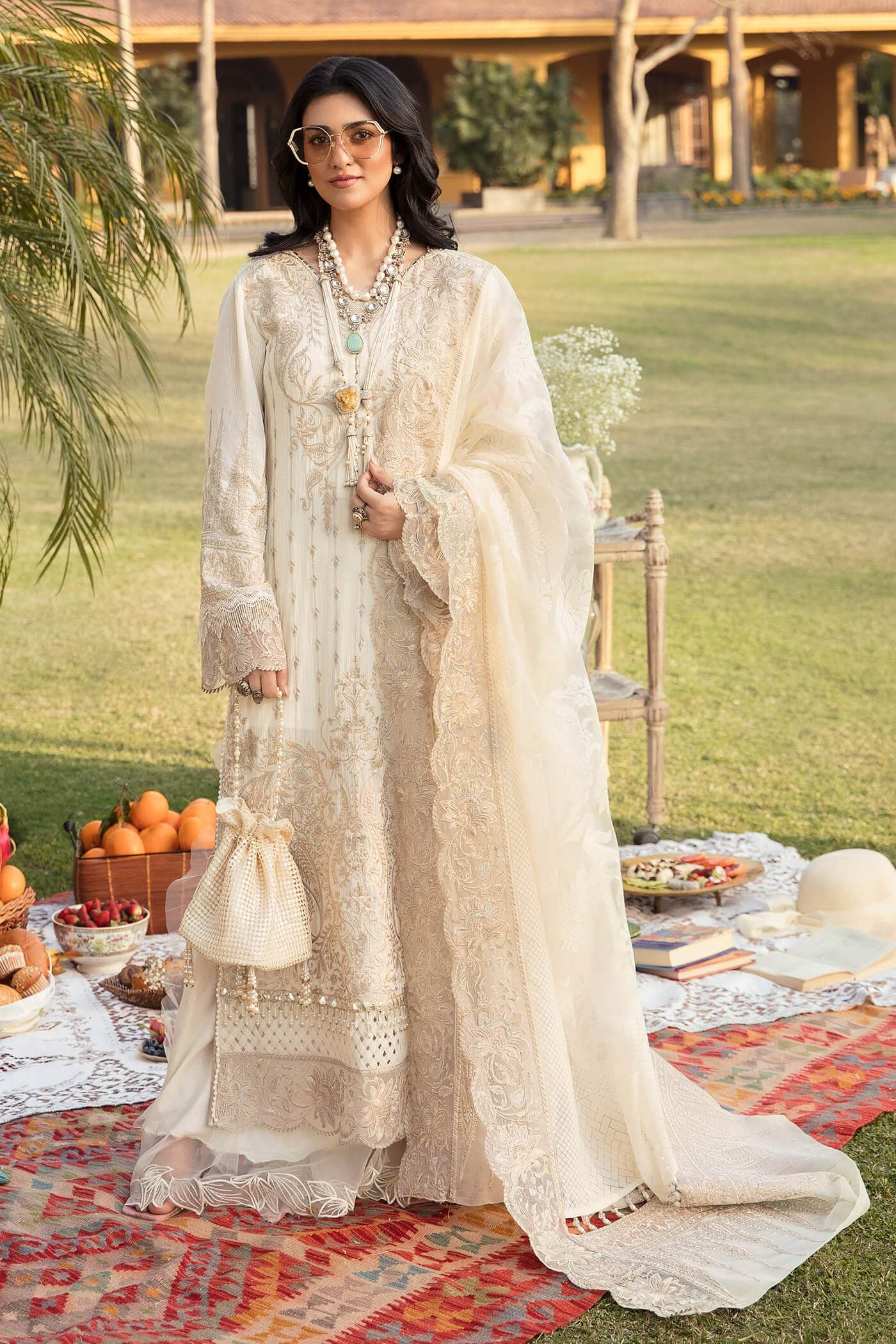 Crystal Maiden - "The Grand Celebration" - Luxury Lawn'23 - Nilofer Shahid - Shahana Collection UK