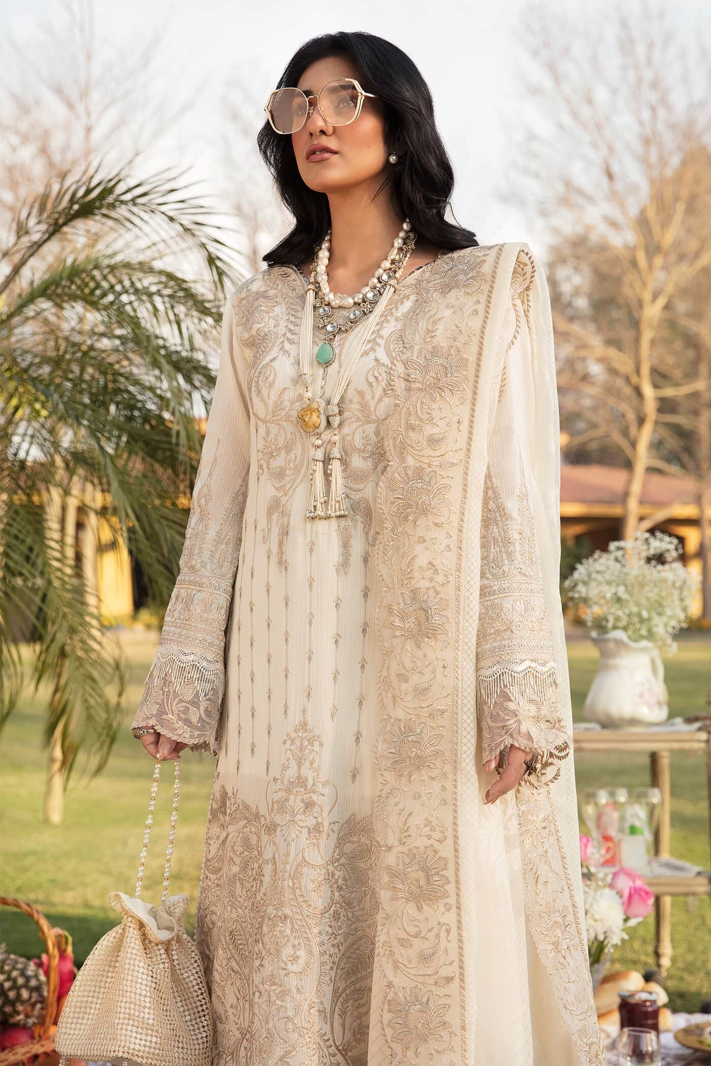 Crystal Maiden - "The Grand Celebration" - Luxury Lawn'23 - Nilofer Shahid - Shahana Collection UK