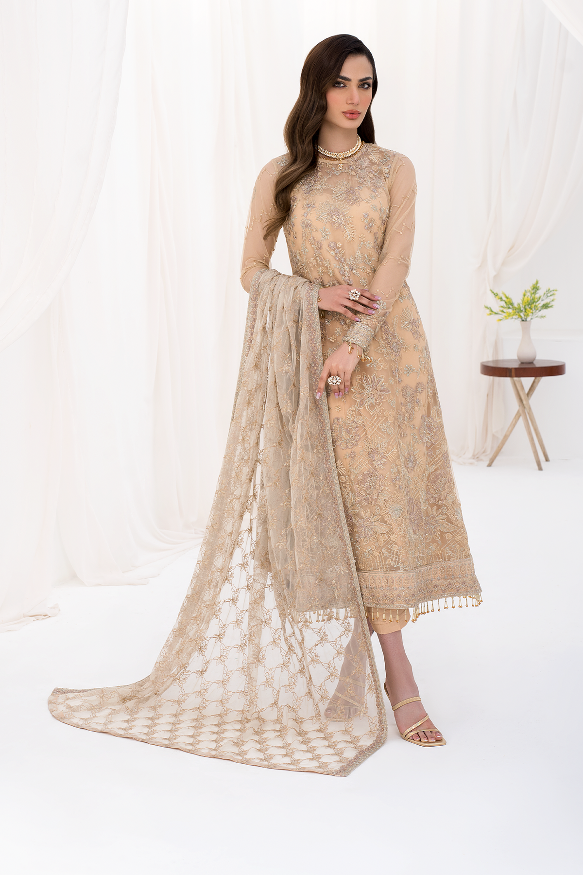 Buy Pakistani Branded Formals - ZLC 06 - Sand Glow - La Celeste - Chiffon Collection 2023 - Zarif - Shahana Collection Uk