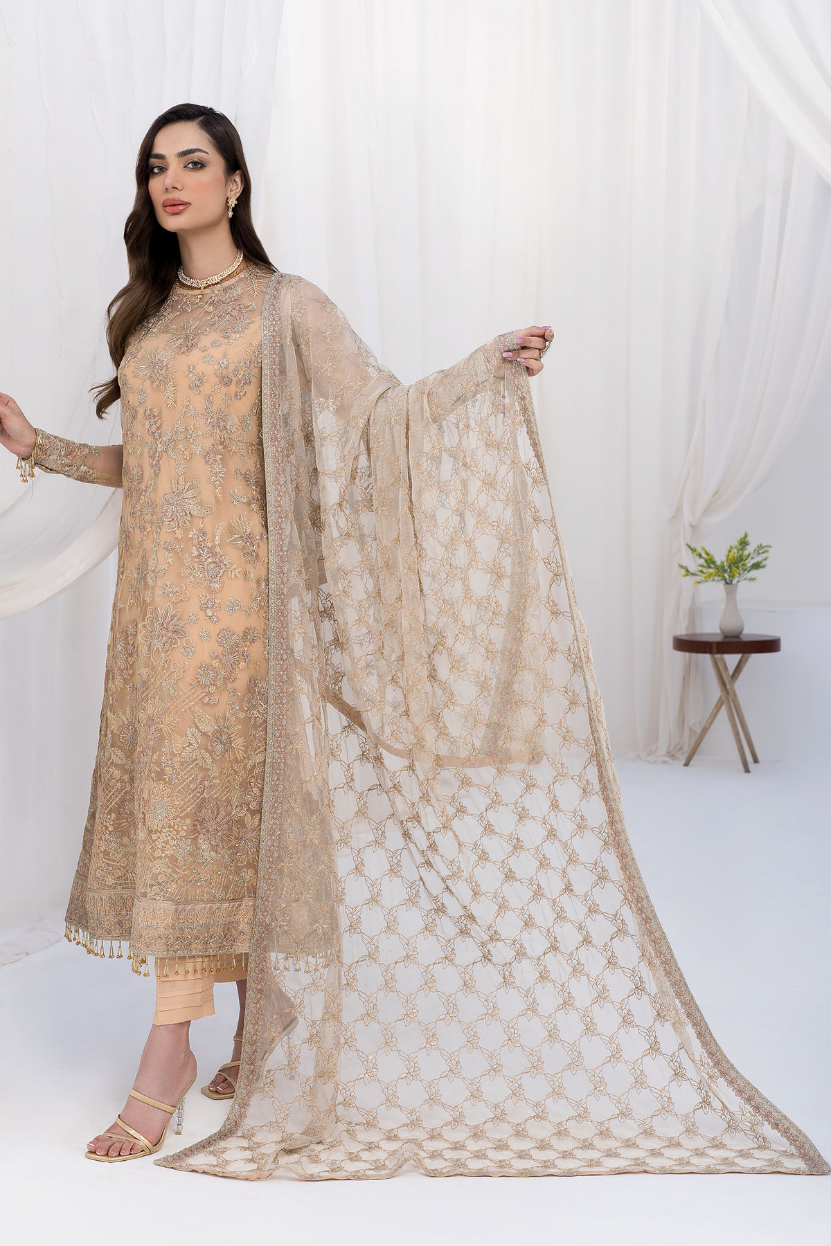 Buy Pakistani Branded Formals - ZLC 06 - Sand Glow - La Celeste - Chiffon Collection 2023 - Zarif - Shahana Collection Uk