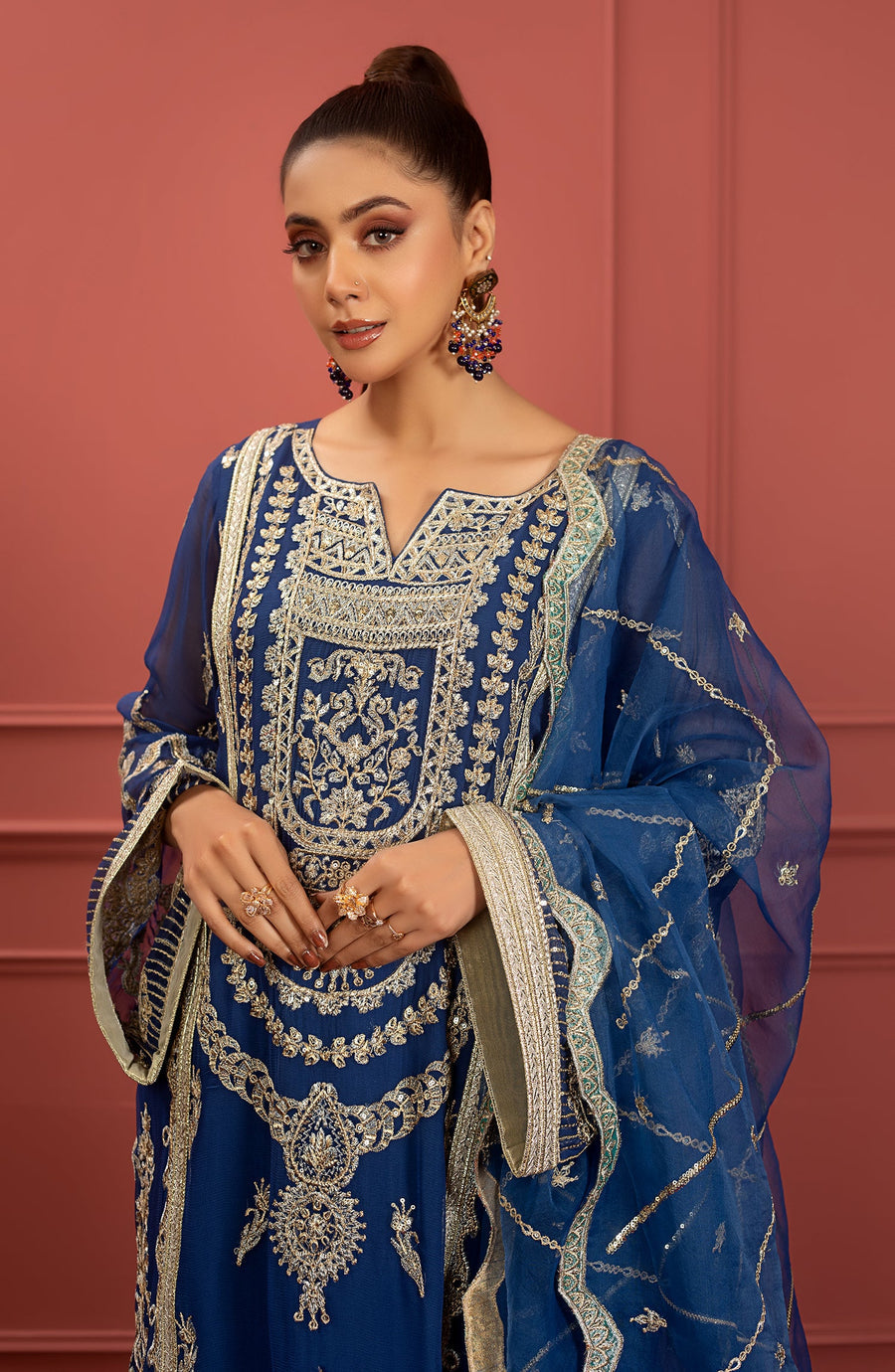  Naazli (FFF-0010)- Mohagney - Premium Chiffon Collection 2023 - Freesia - Shahana Collectio UK - Festive Eid Chiffon'23