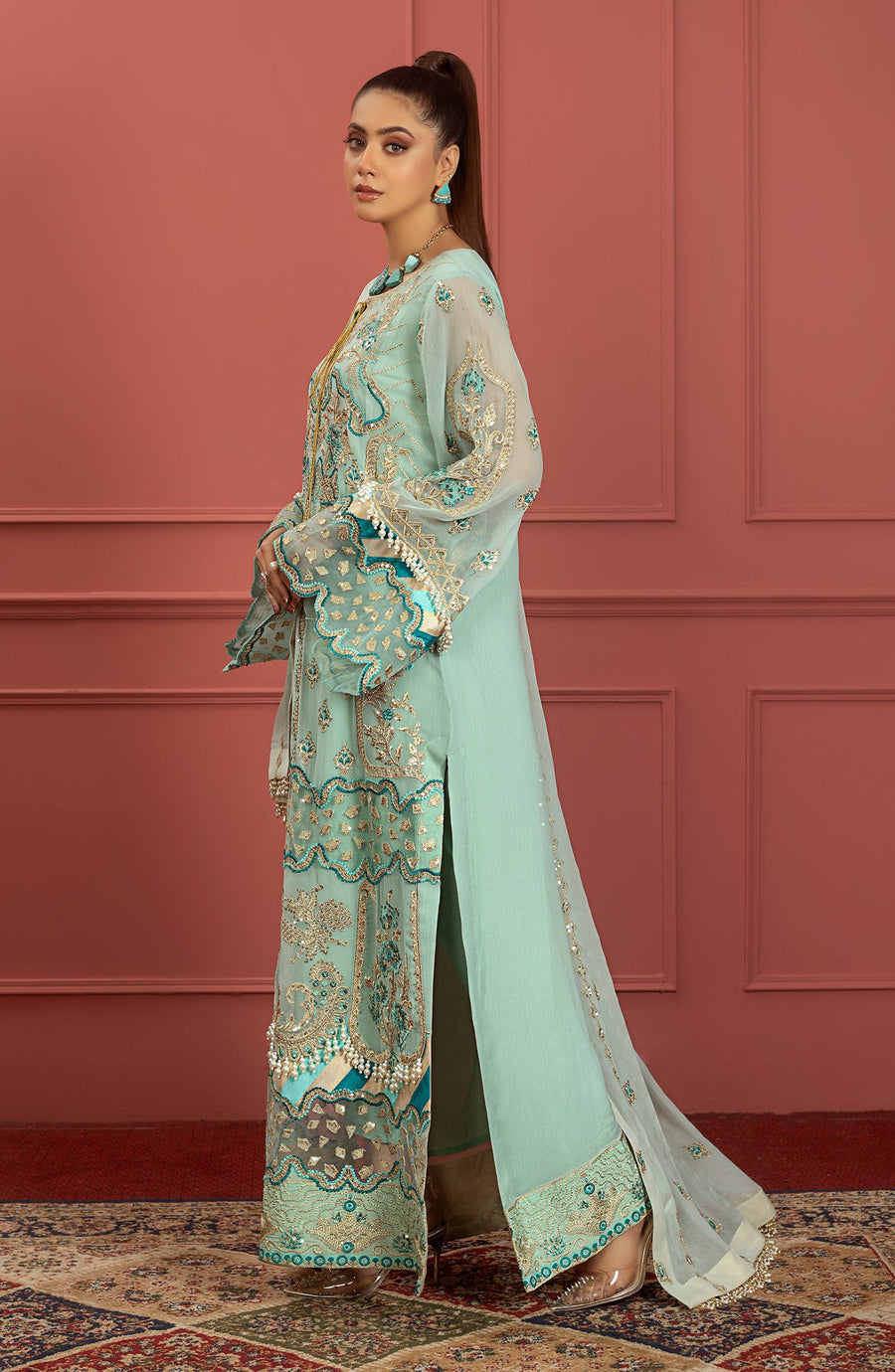 Zarie (FFD-0107) - Mohagney - Premium Chiffon Collection 2023 - Freesia - Shahana Collectio UK - Festive Eid Chiffon'23