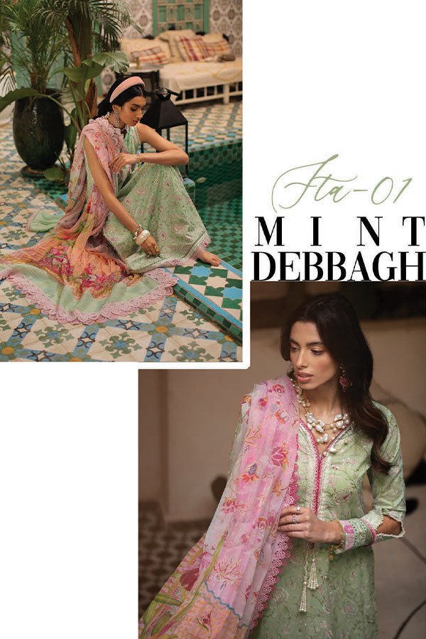 FTA - 01 - Mint Debbagh - Kesh - Lawn Collection'23 - Farah Talib Aziz - Shahana Collection UK