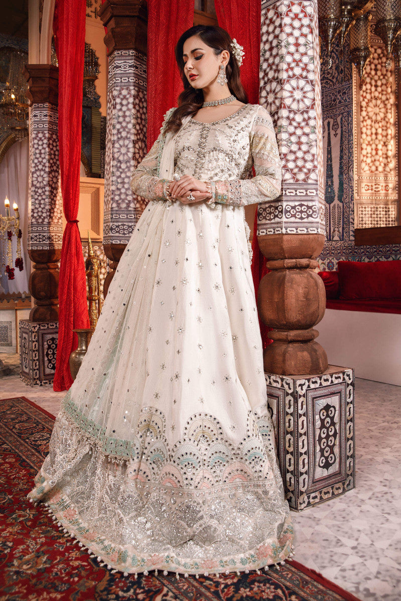 Pearl White and Peachy Silver (BD-2502) Mbroidered Wedding