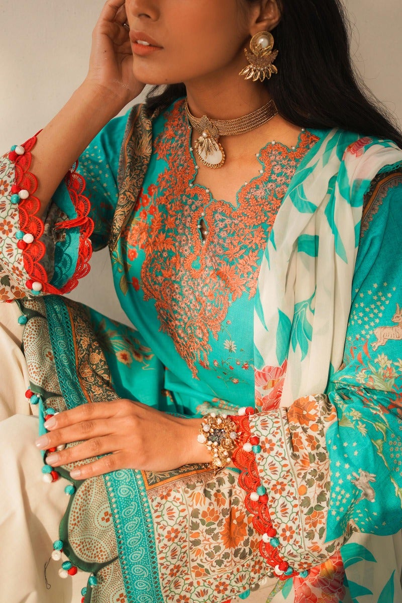 KU M231-012B-CH - Sana Safinaz - Muzlin Vol 1 - Spring Summer - Shahana Collection Uk 