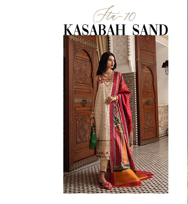 FTA - 10 - Kasbah Sand - Kesh - Lawn Collection'23 - Farah Talib Aziz - Shahana Collection UK